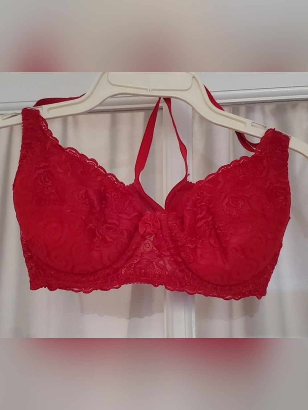 Secret Treasures Vintage Red Lace Water Cup Bra, Sz 34B